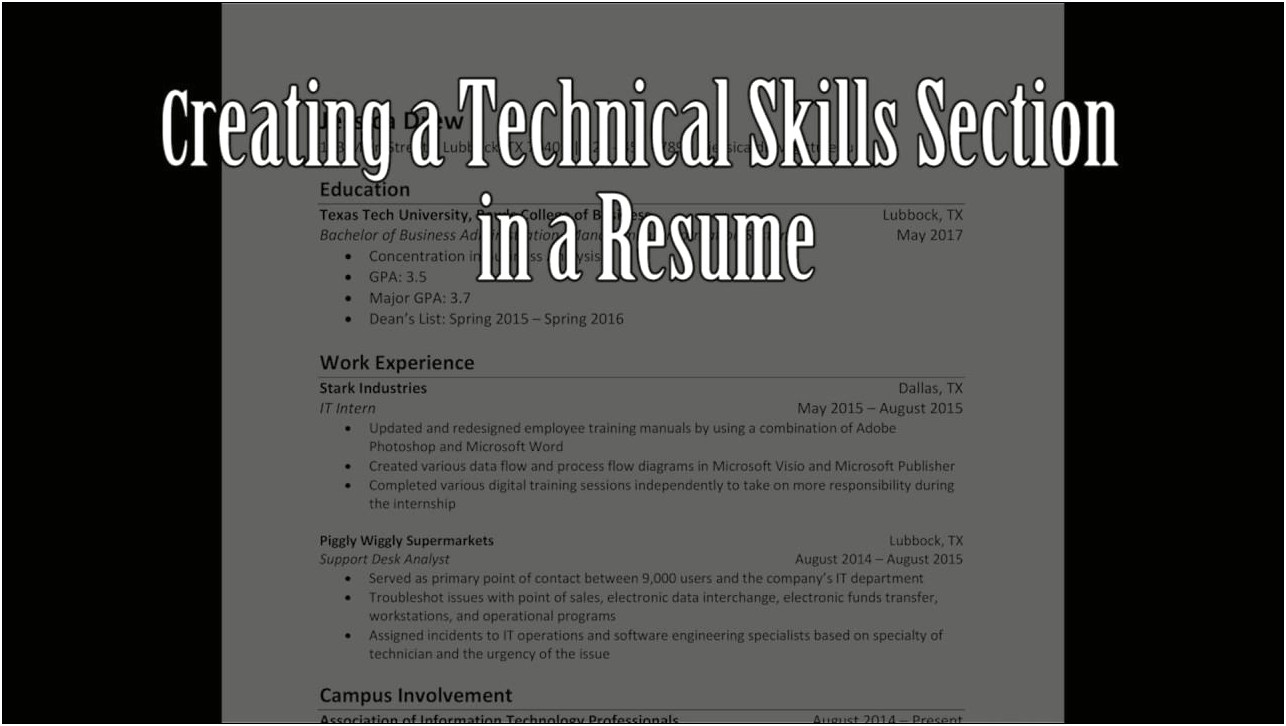 Technical Skills To Have On Resume