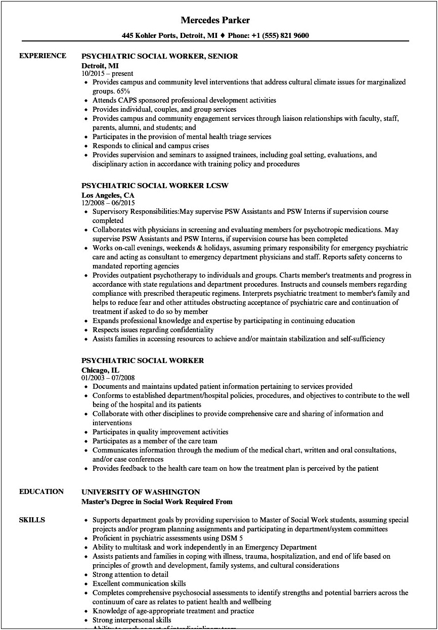 Templates For Job Resumes In Clinically Licensed Sw