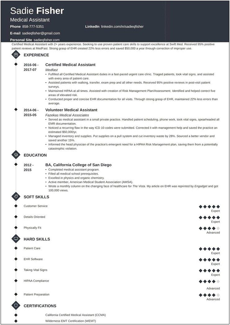 The Best Resume Format For Medical Assistant