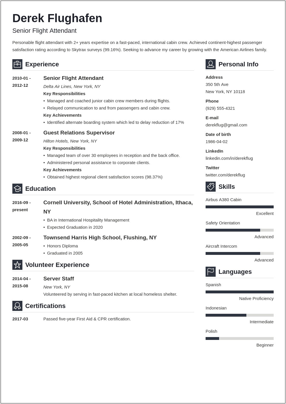 The Perfect Resume Format Avaiation Buzz Words - Resume Example Gallery