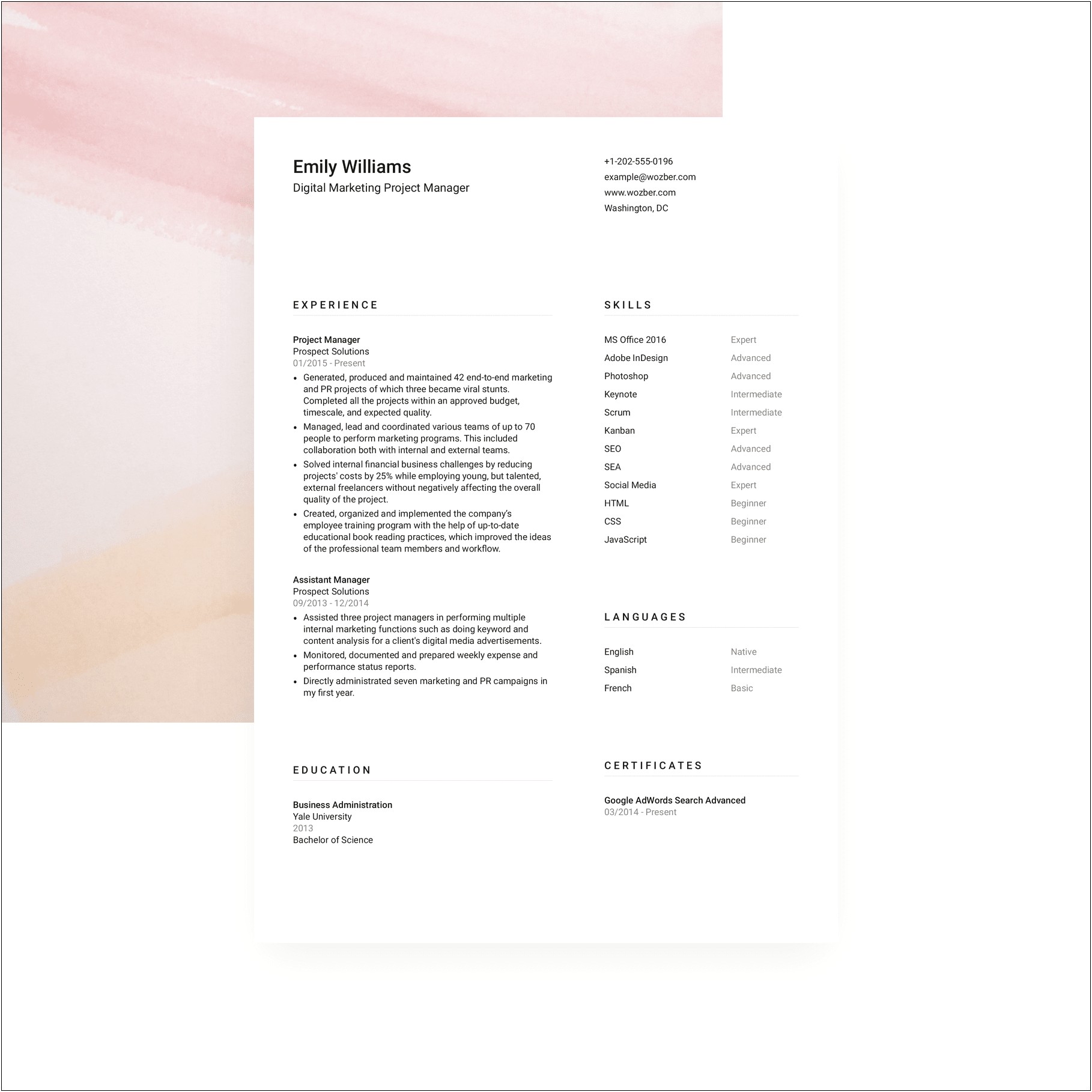 Two Column Resume Template Free Download Resume Example Gallery