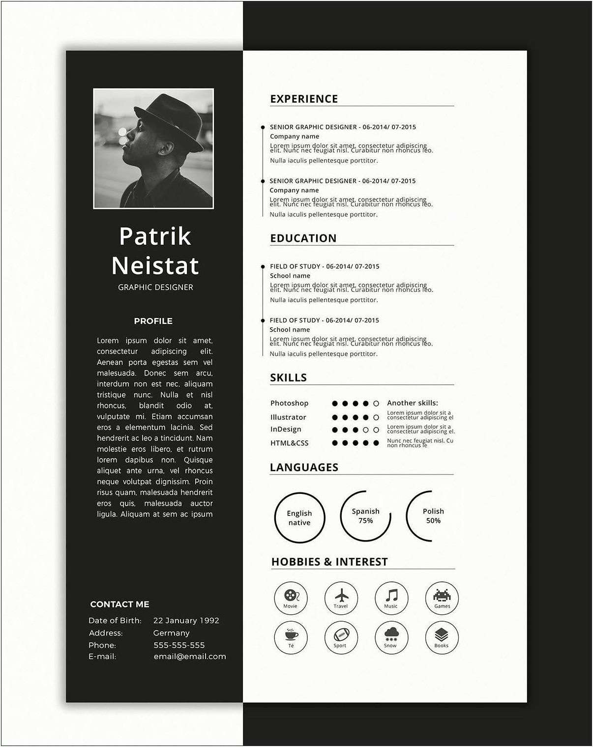 Two Column Resume Template Word Free Download Resume Example Gallery