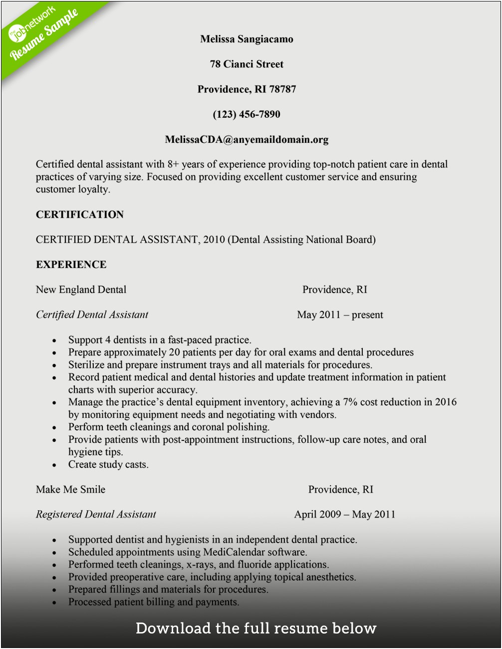 Type Of Resume To Send For Dental School