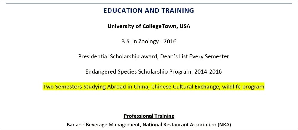 Uf Sample Resume Warrington Study Abroad