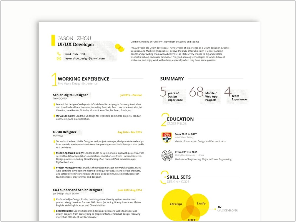 Ui Ux Designer Resume Template Photoshop