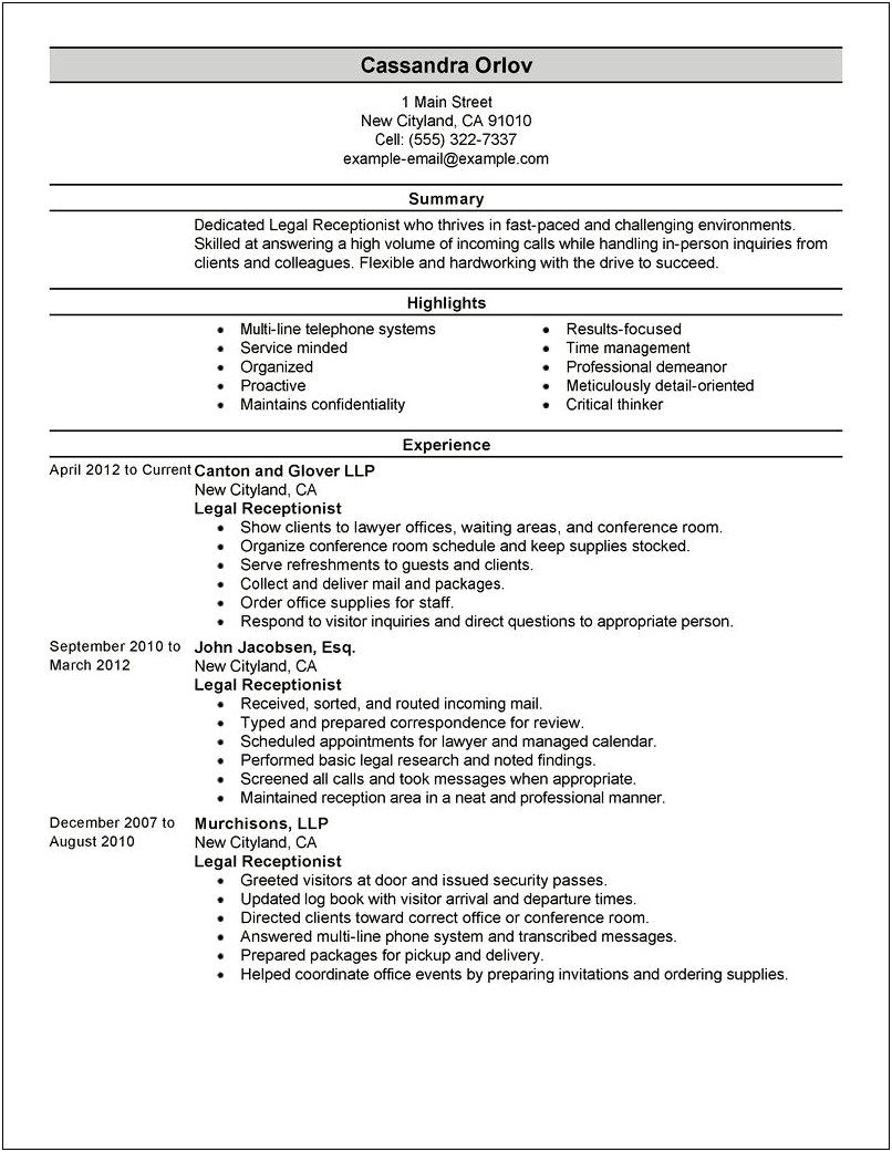 Unit Clerk Resume With No Experience