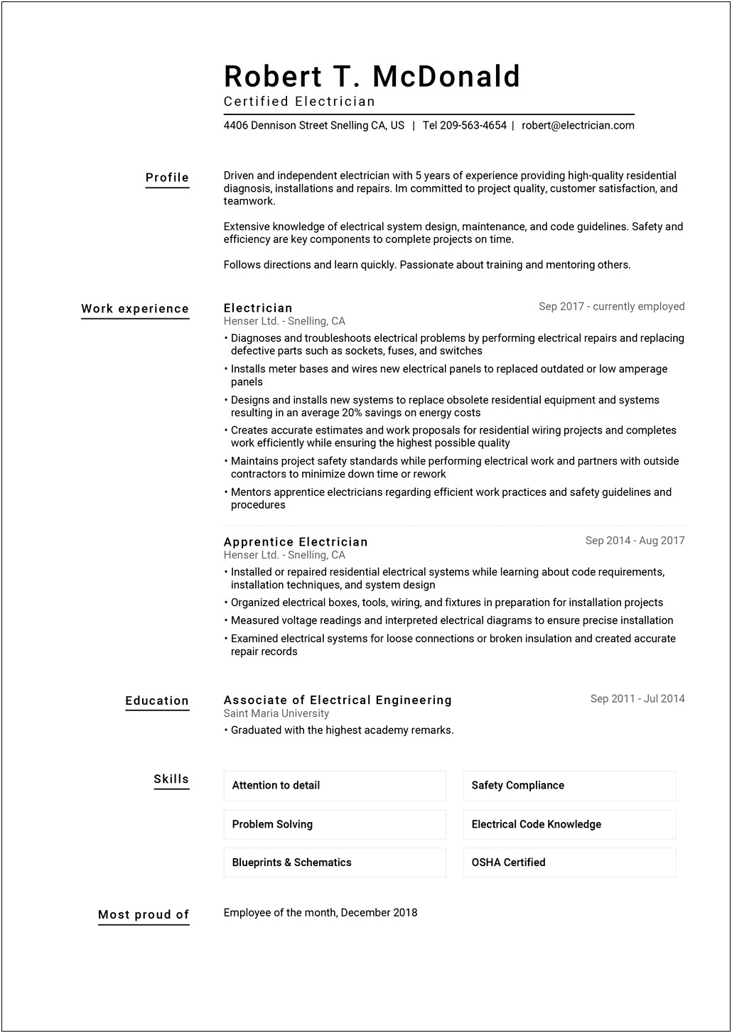 Usa Engineering Combination Resume Template 2017