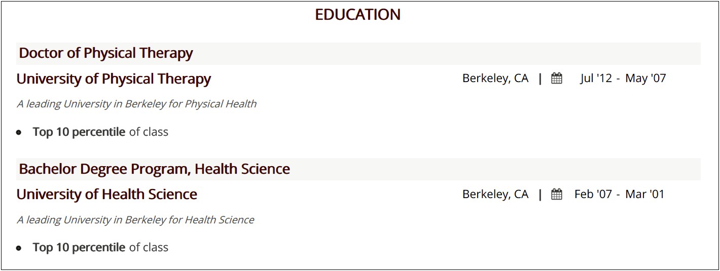 Ut Austin Physical Therapy Resume Template