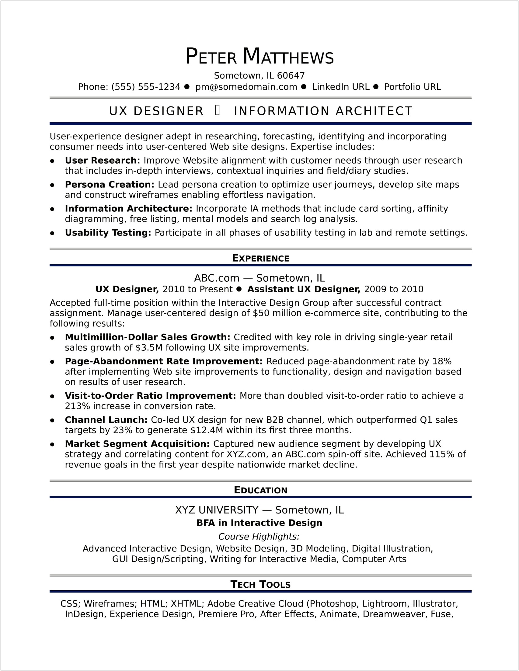 Ux Designer Resume With Dreamviewer Photoshop Free Download