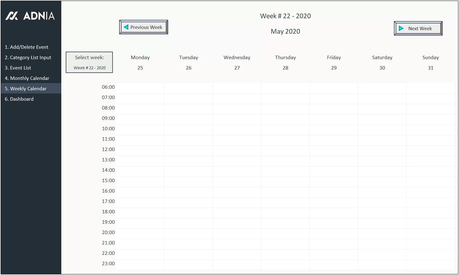 Weekly Planner Template Excel Free Download