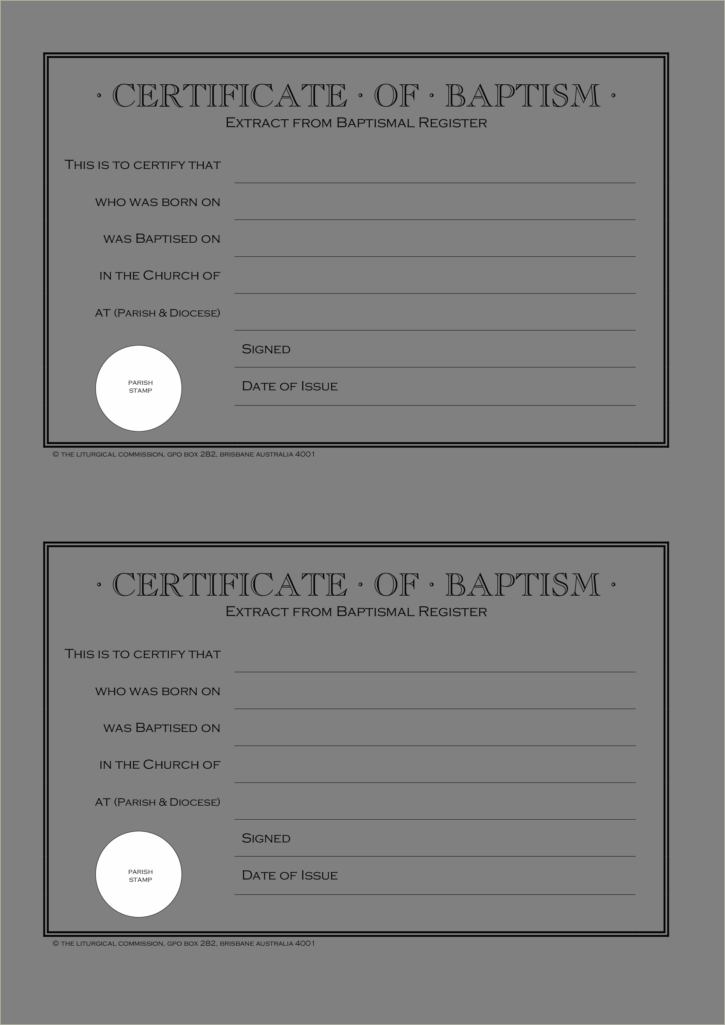 Certificate Of Baptism Word Template Free