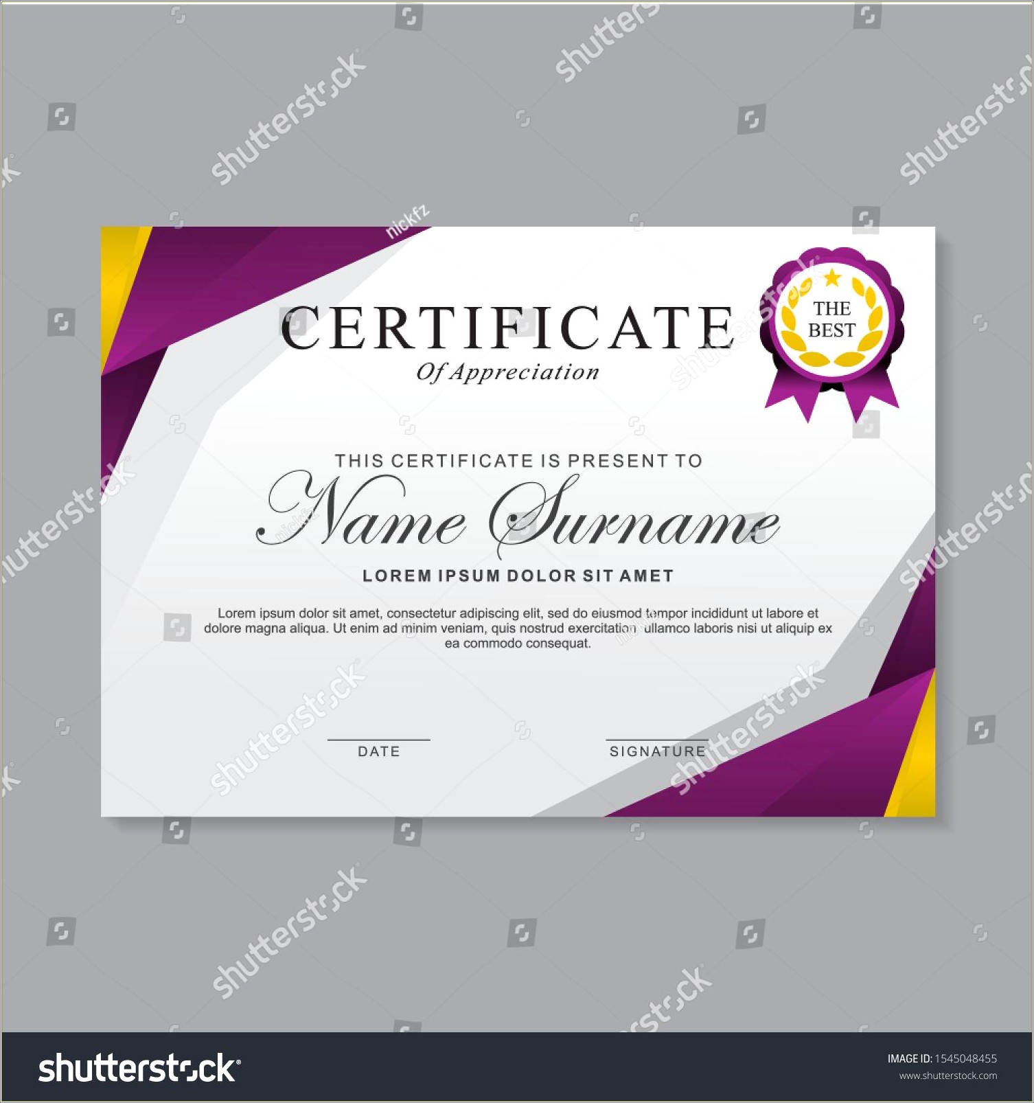 Certificate Templates Free Purple And Green