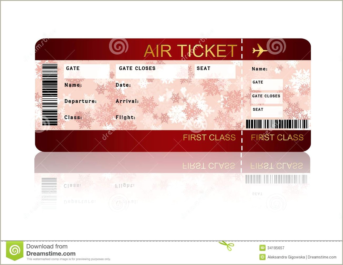 Christmas Plane Ticket Template Free Download