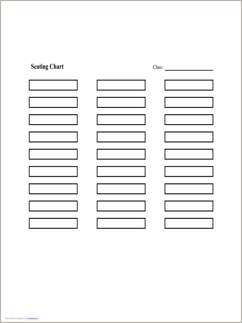 Classroom Seating Chart Template Free Printable