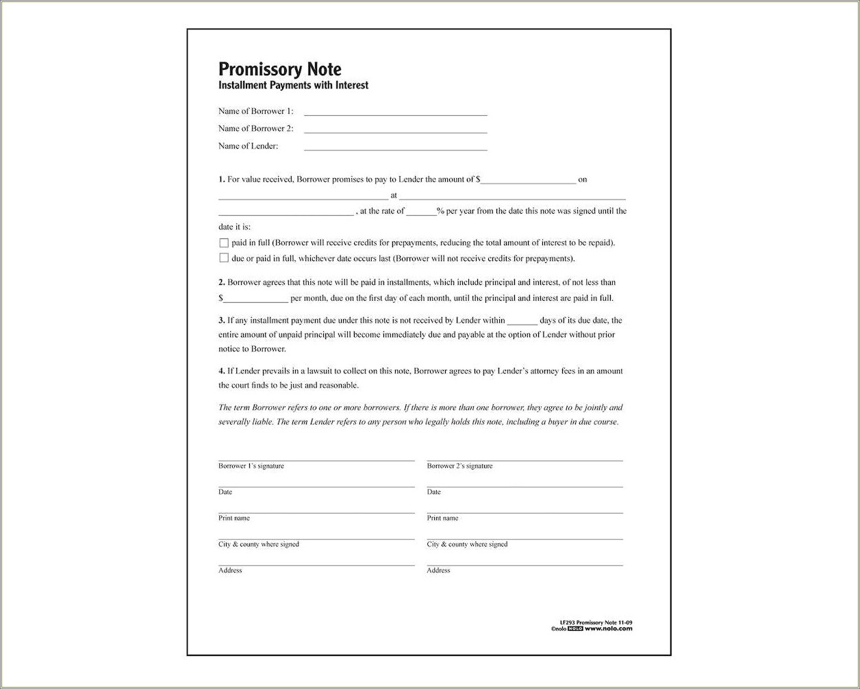 Completely Free Legal Primissory Note Template