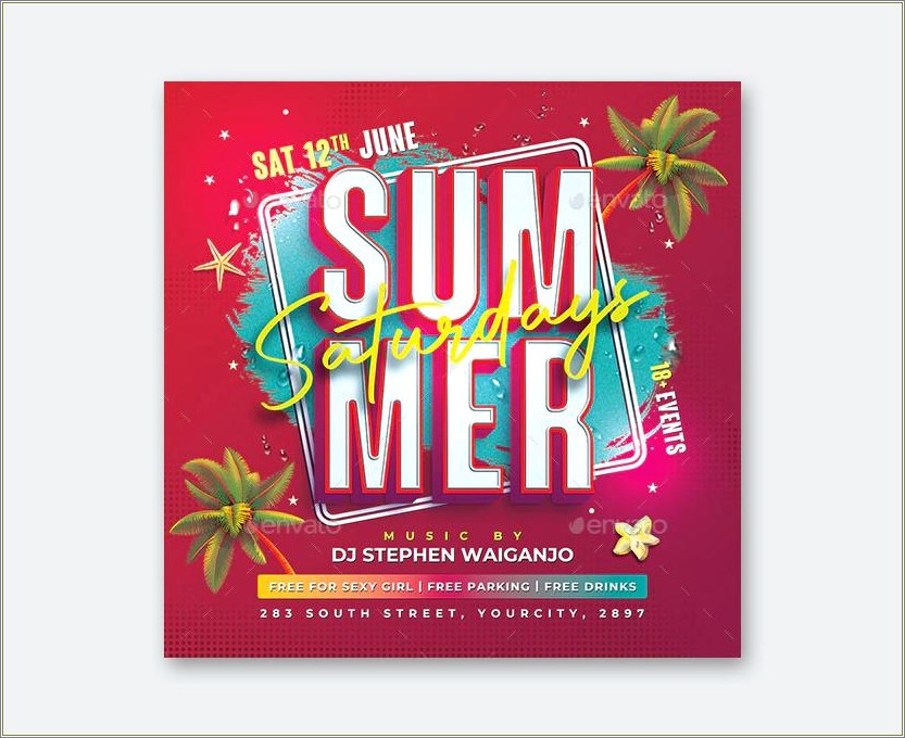 Create Free Summer Party Poster Template