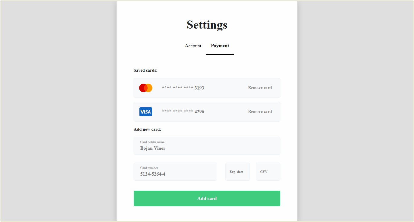 Credit Card Html Template Free Download