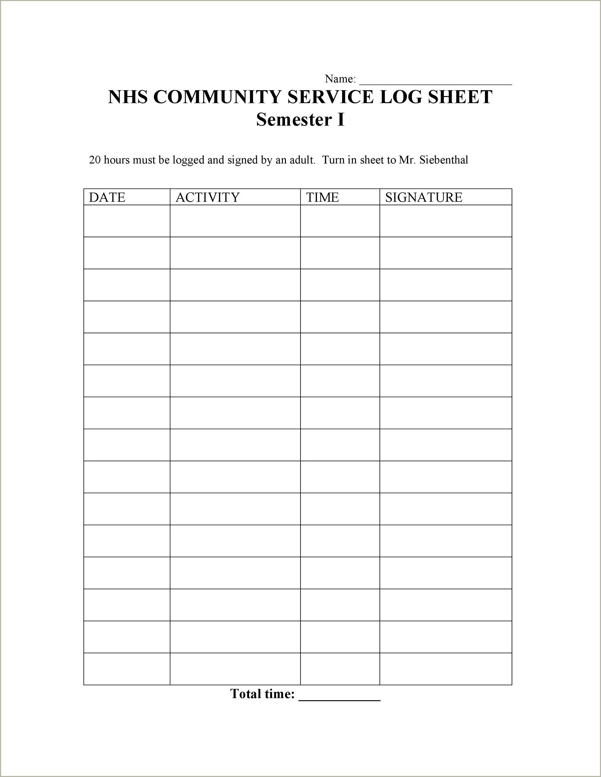 Daily Log Sheet Template Free Pdf