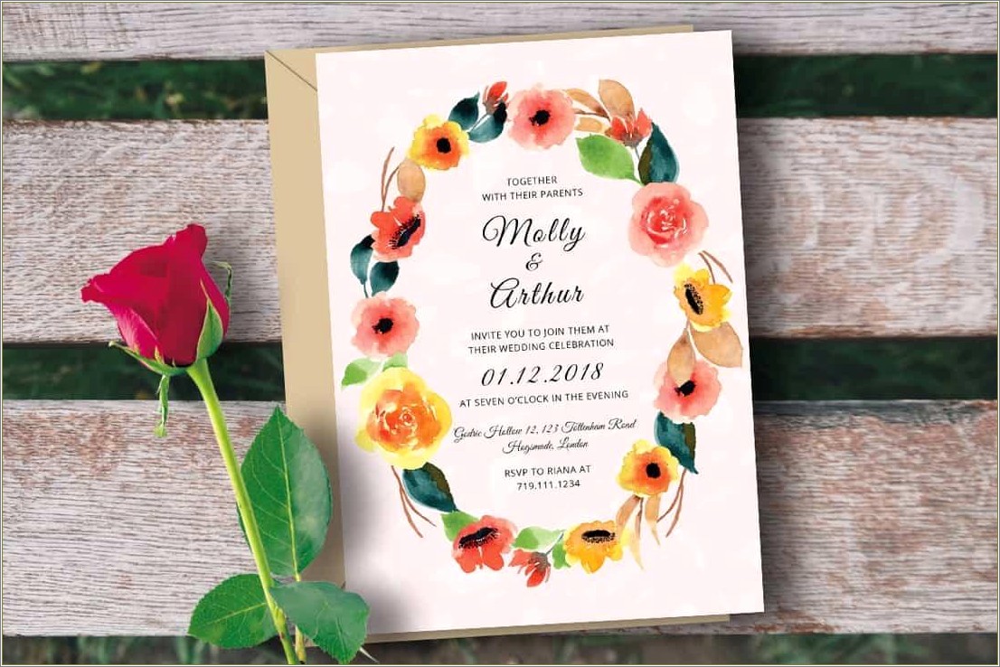 Diy Watercolor Wedding Invitation Templates Free