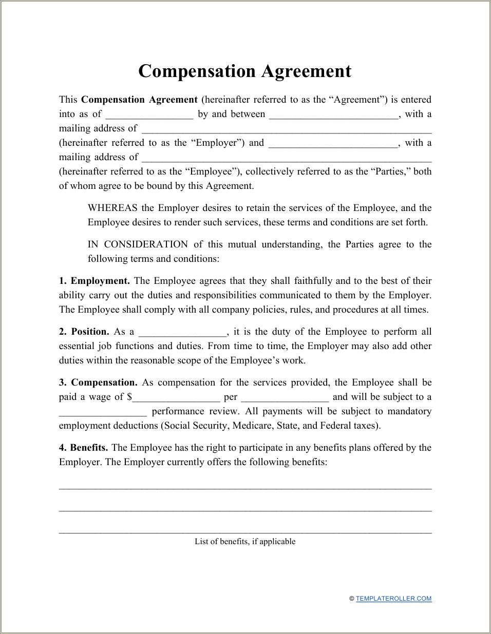 Employment Terms And Conditions Template Free