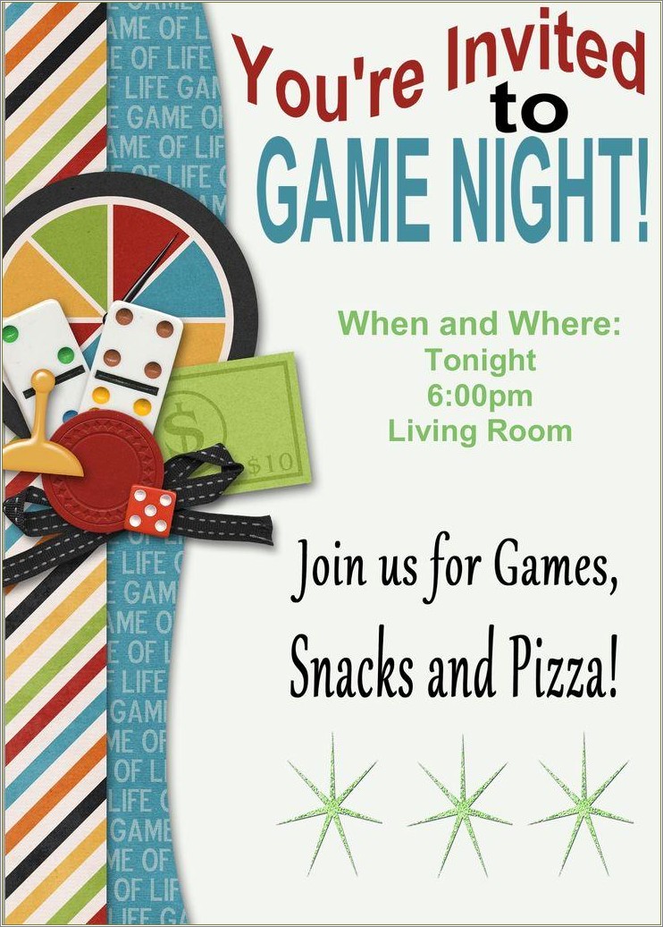 Family Game Night Invitation Free Template Resume Example Gallery
