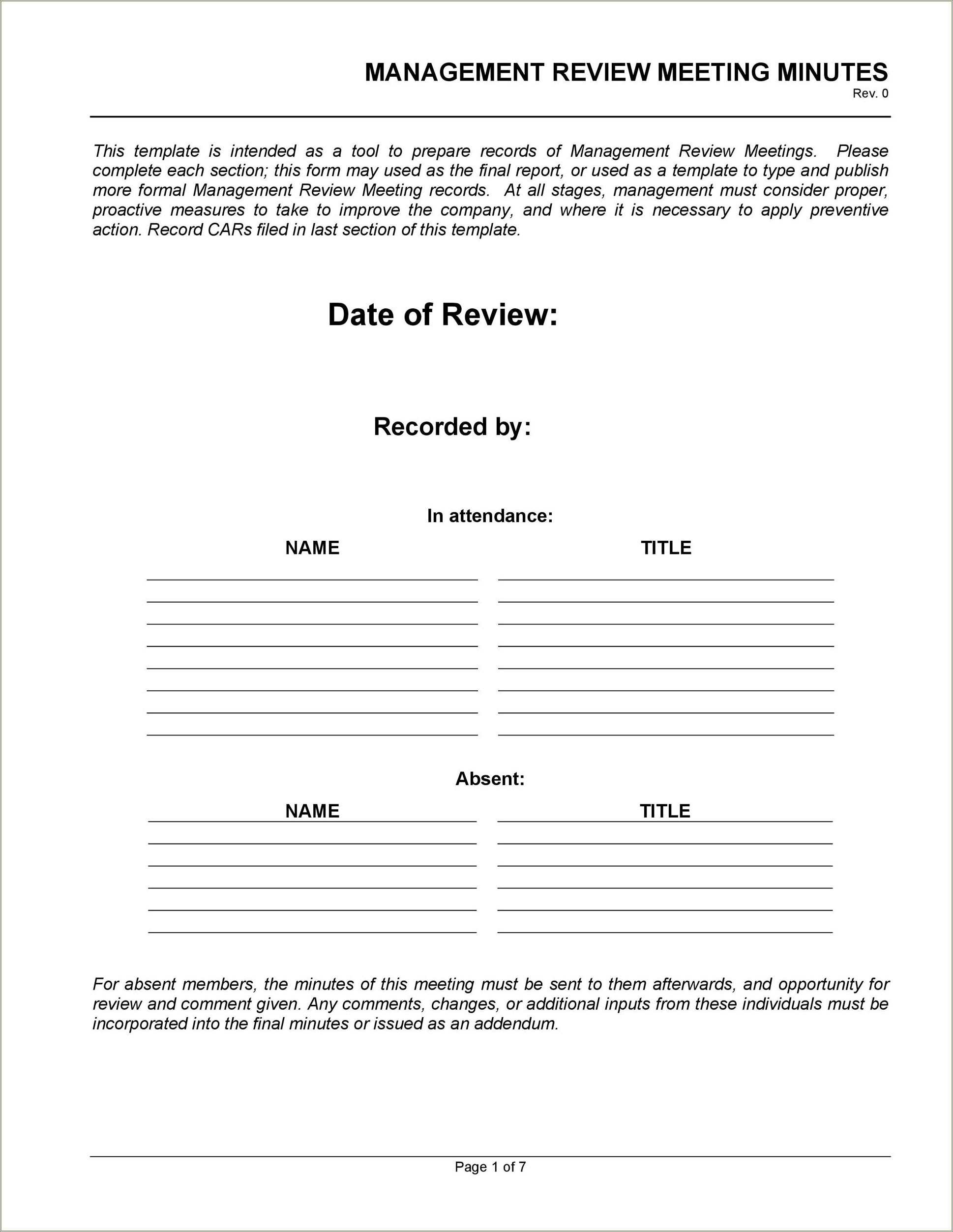 Florida Corporate Minutes Word Template Free