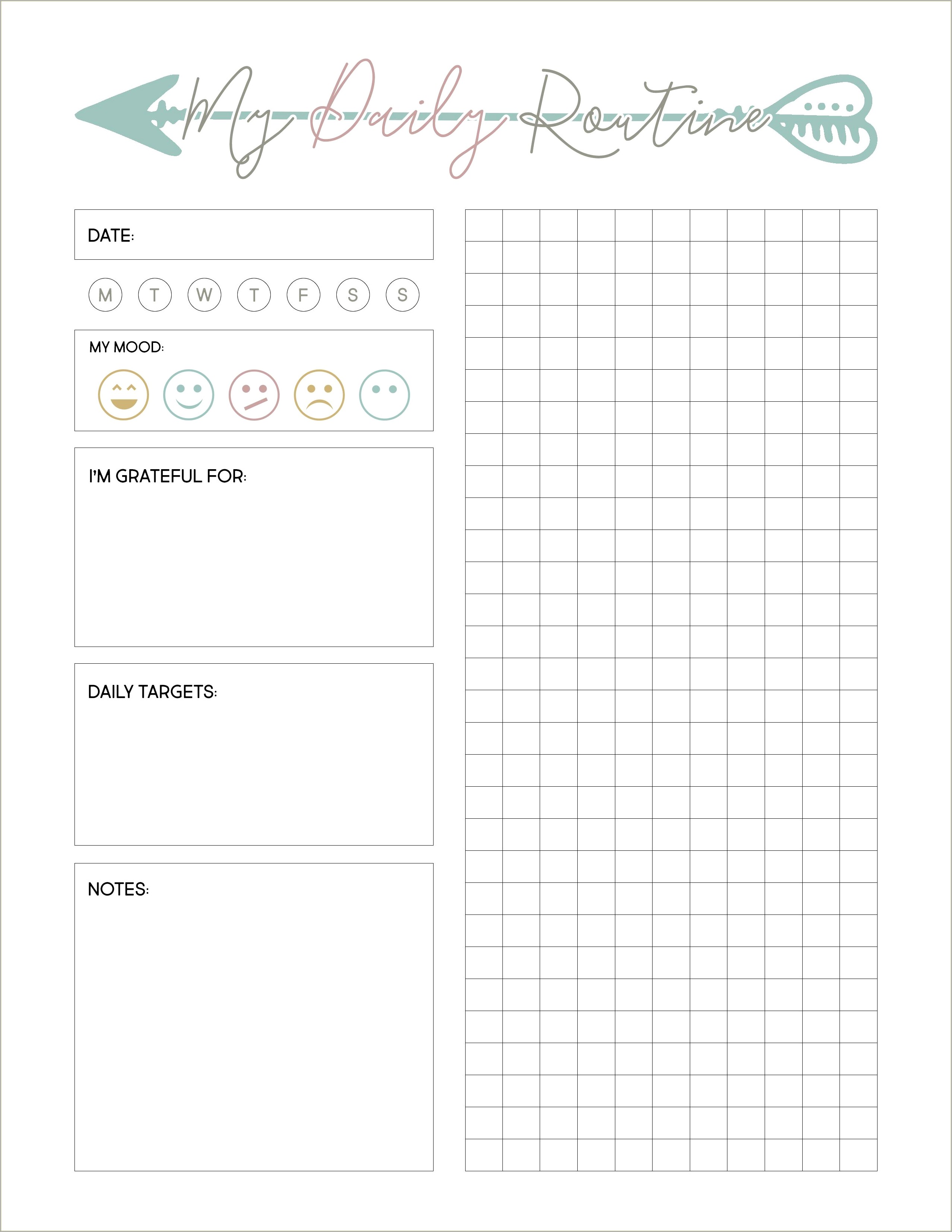 Food And Exercise Tracker Template Fre