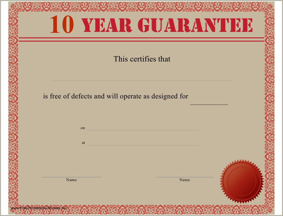 Free 1 Year Warranty Template Word