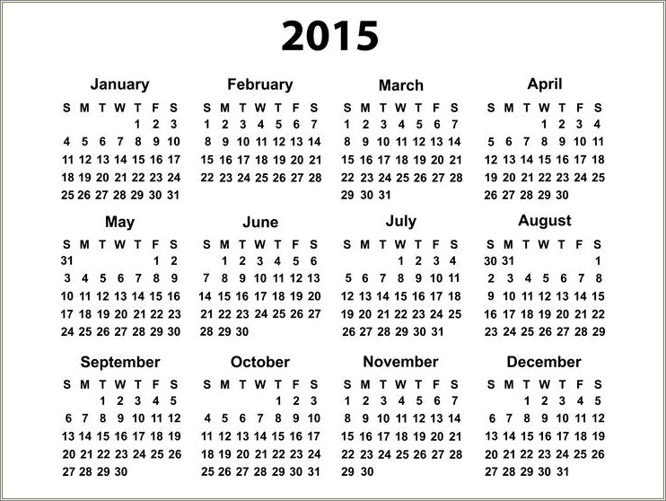 Free 2015 Monthly Calendar Template Word