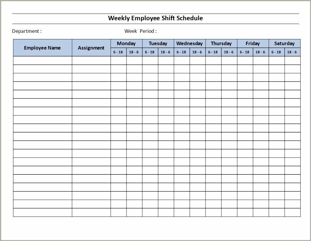 Free 6 Week Work Schedule Template - Resume Example Gallery