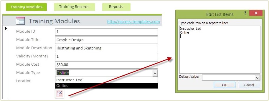 Free Access Training Records Database Template