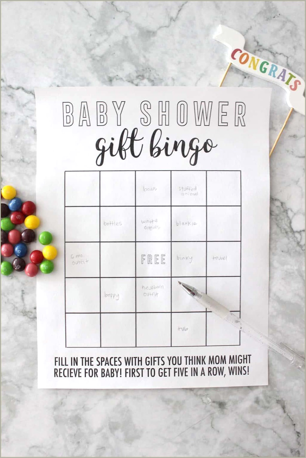 Free Baby Shower Bingo Games Templates