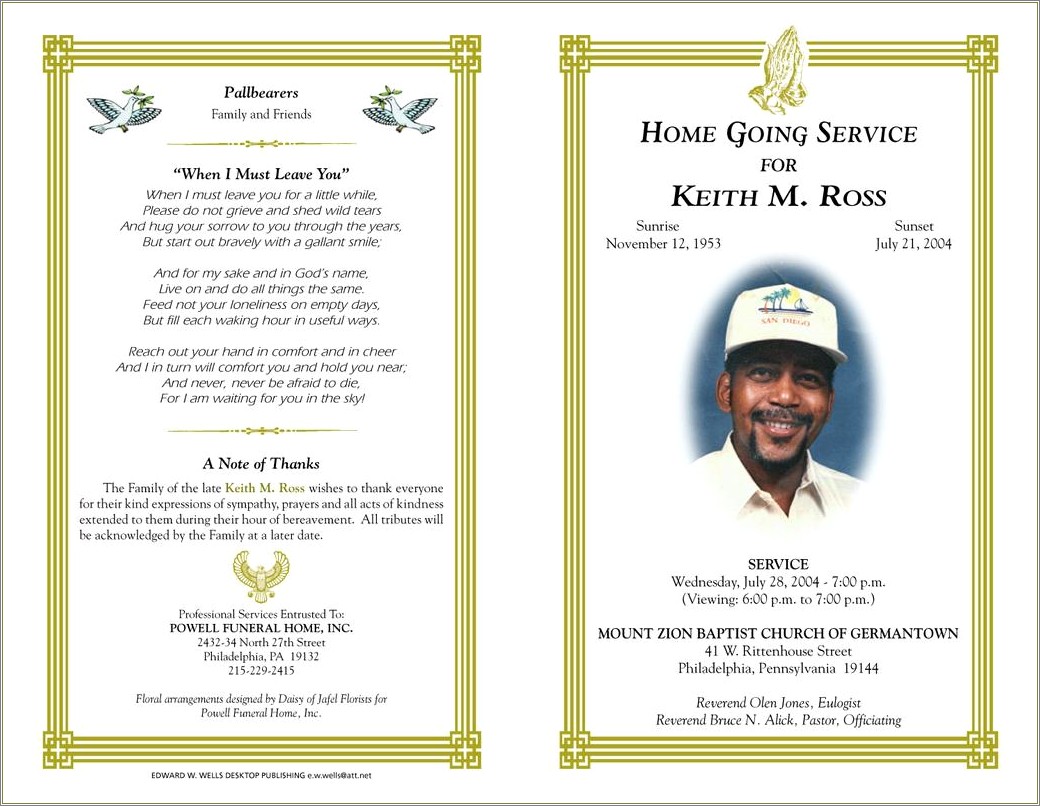 Free Background Template For Funeral Program