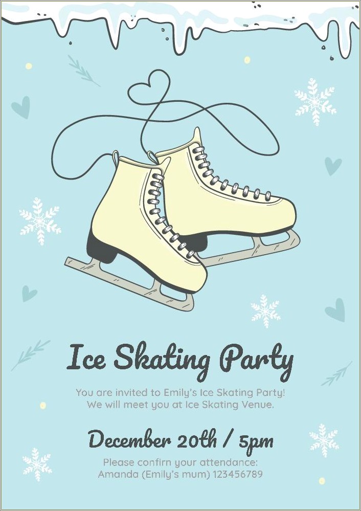 Free Birthday Invitations Ice Skating Templates
