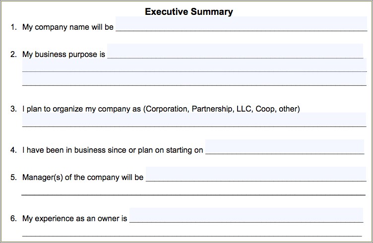 Free Blank Business Plan Template Pdf