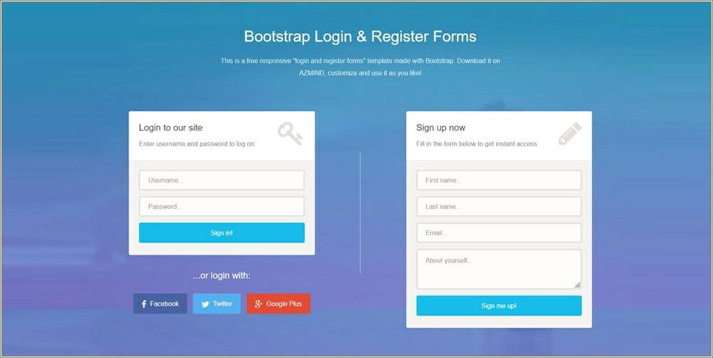 Free Bootstrap Templates With Login Form
