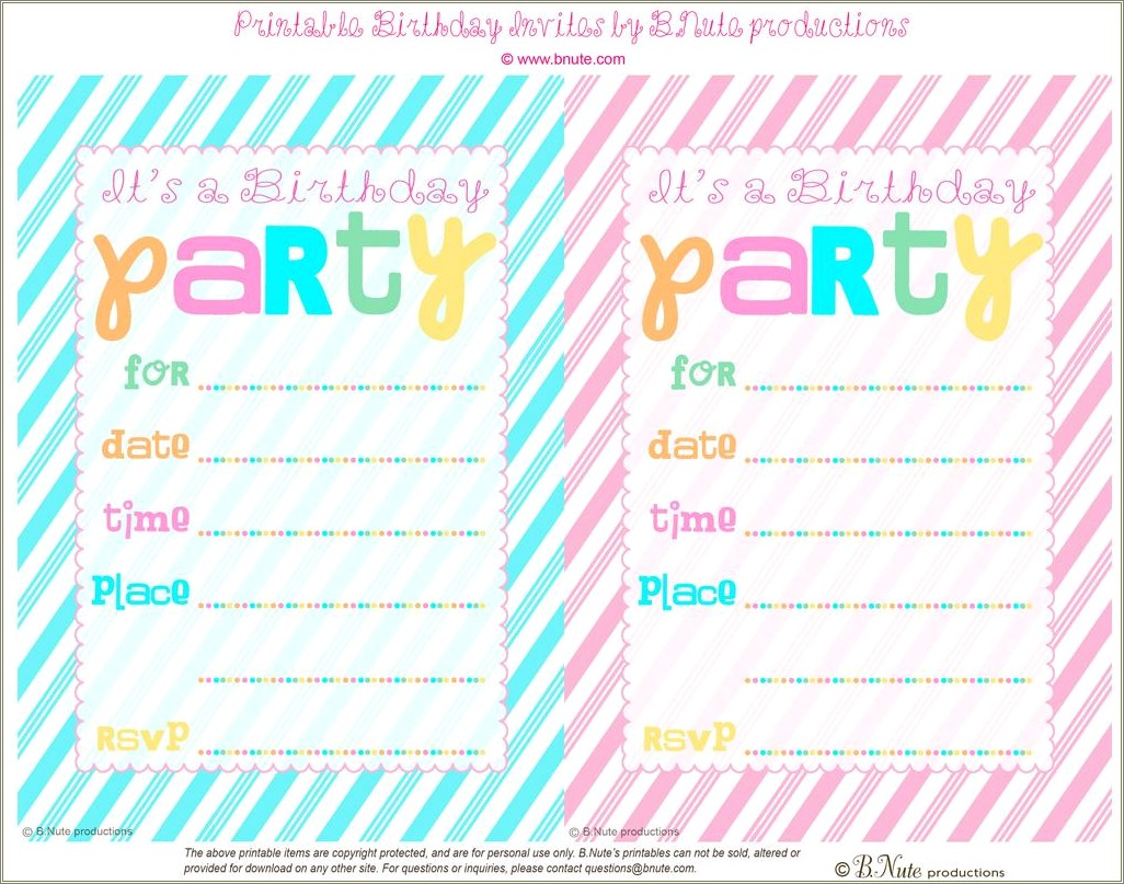 Free Bubble Birthday Party Invitation Template