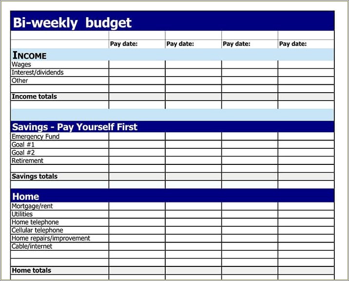 Free Budget Template And House Goals