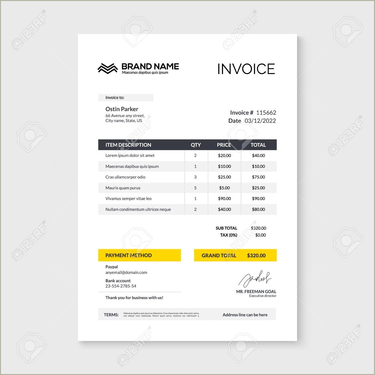 Free Business Bill Paying Template Forms