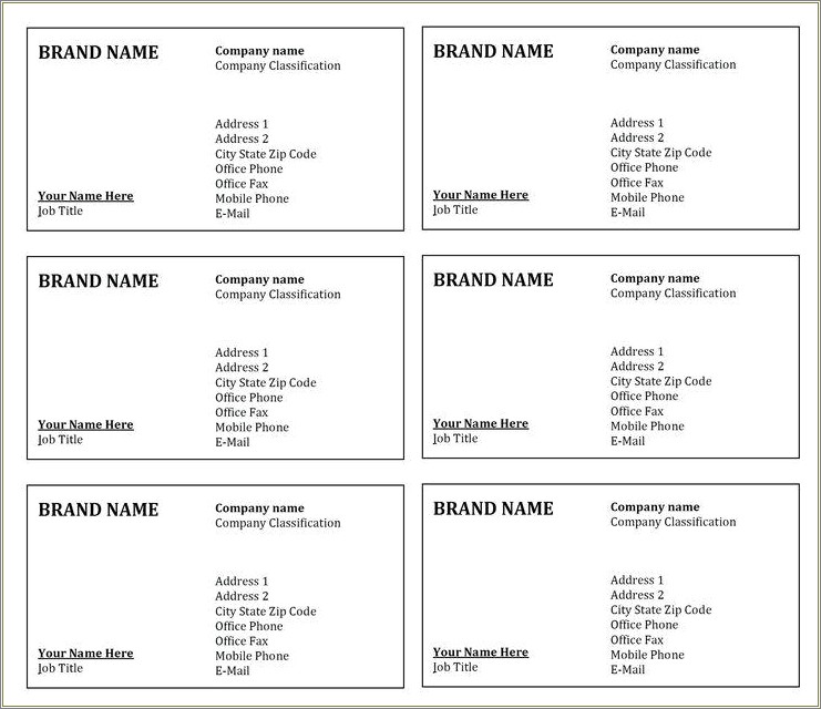 Free Business Cards Templates For Openoffice