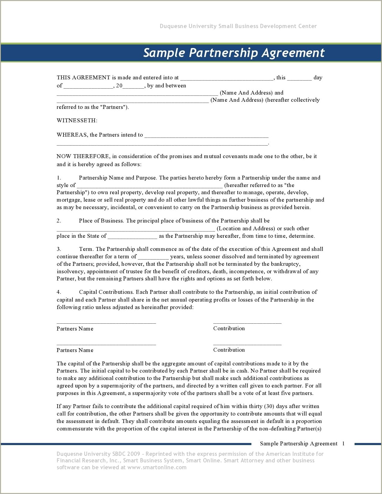 Free Business Partnership Agreement Template Download