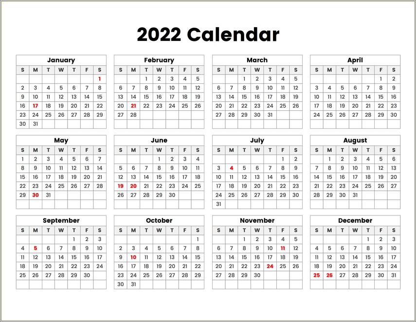 Free Calendar Template 2018 No Weekend