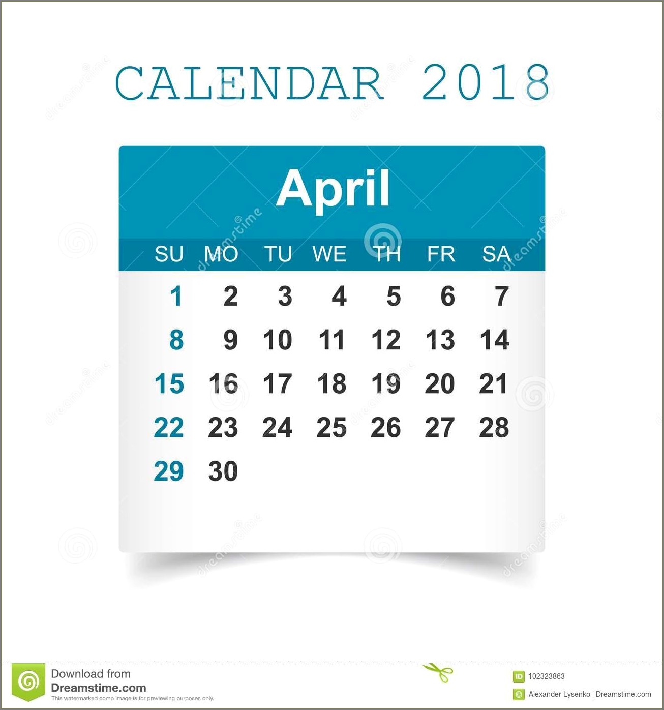 Free Calendar Template For April 2018