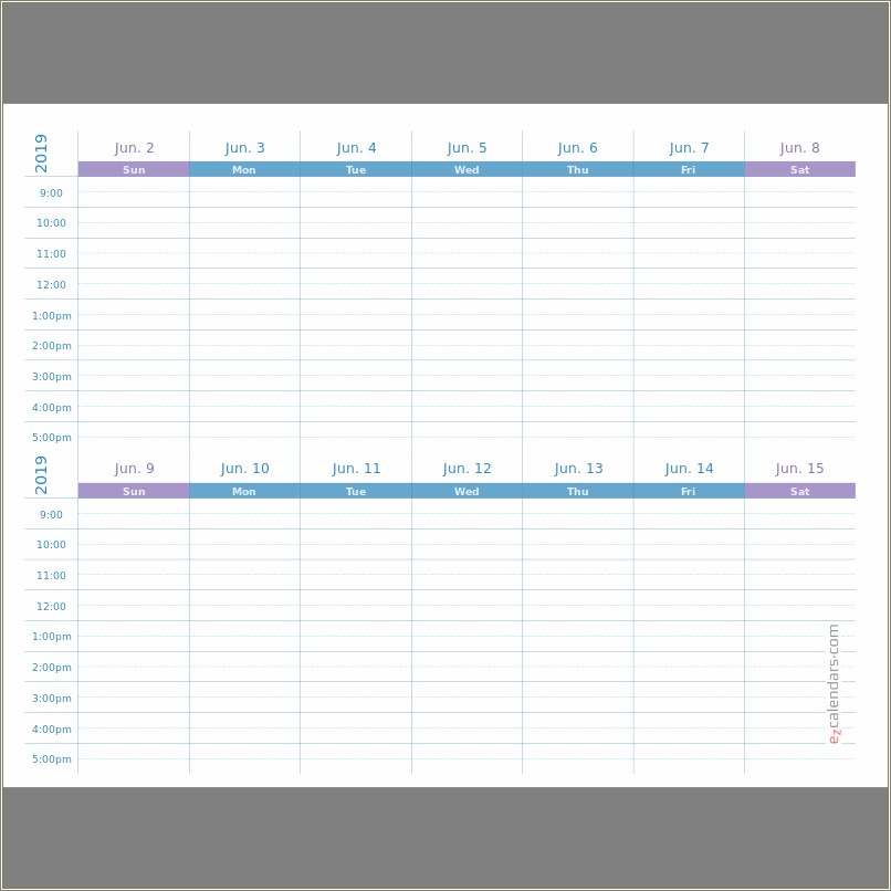 Free Calendar With Times Slots Template