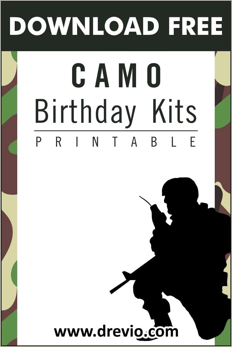 Free Camo Birthday Invite Card Template