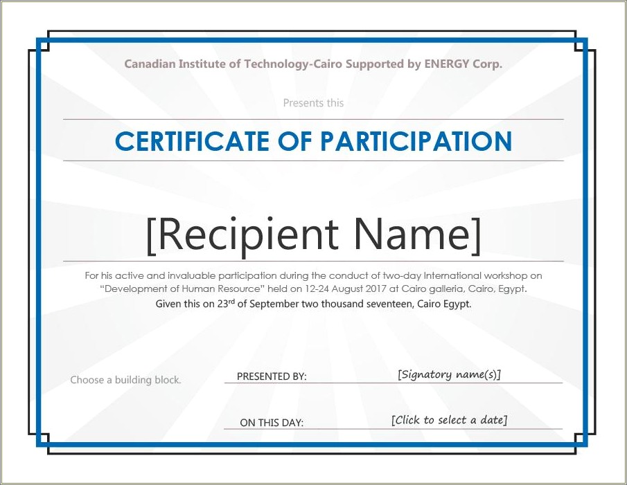 Free Certificate Of Participation Template Download