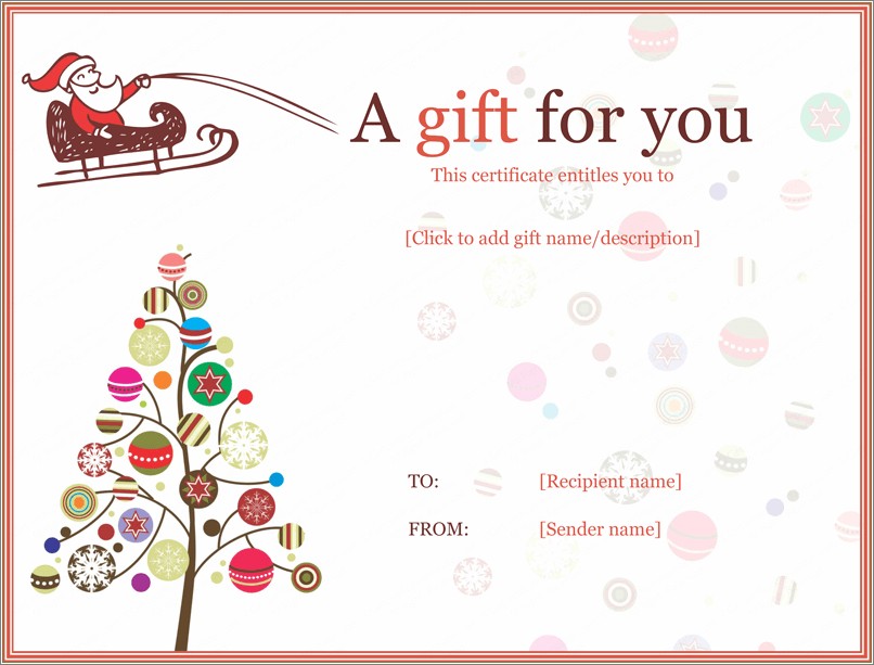 Free Christmas Gift Card Design Template
