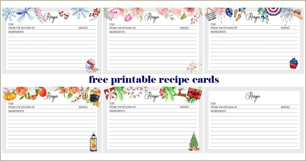 Free Christmas Recipe Card Templates Download Resume Example Gallery