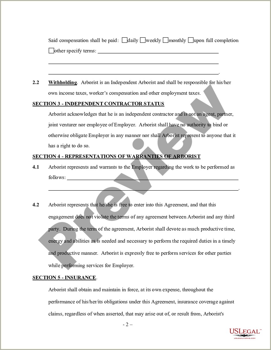 Free Contract Template For Tree Removal