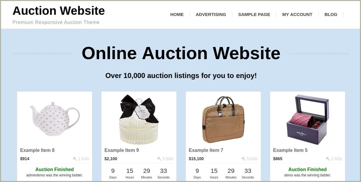 Free Css Templates For Online Auction